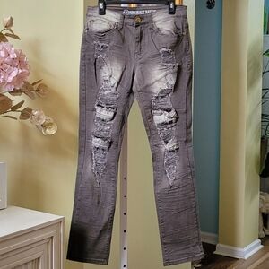 Argonaut Nation Utra Slim Distressed Gray Jeans Men's Size 30x32